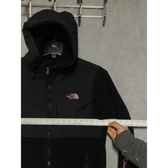 North Face Jacket Women L Black Hooded Denali Fleece Polartec Full Zip Pockets - Picture 3 of 10